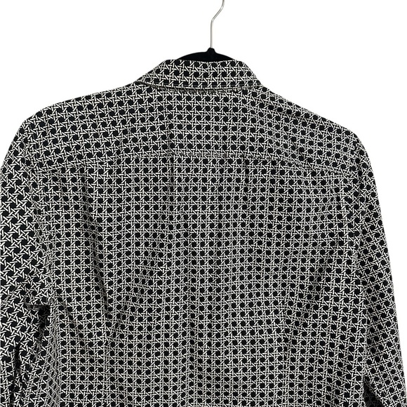 Lands End Black and White Geometric Patterned Button Down Shirt Size 12P Classy - Picture 3 of 6